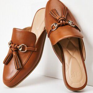 Just Fab Archer Mules Flats Loafers in French Oak Brown size 7.5